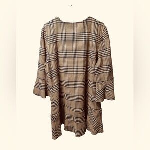 CAbi Checkered Tan and Blue Midi Dress